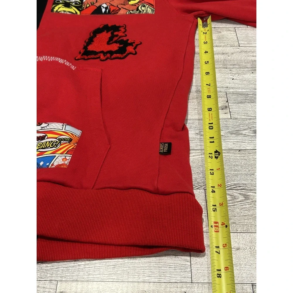 Kleep Reese Split Pullover Hoodie Size LARGE Streetwear Always Fresh Comic Print